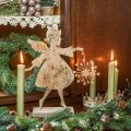 Floristik24 Angel with dandelion, metal decoration for Christmas, decoration figure Advent golden antique look H27.5cm