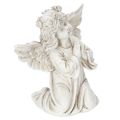 Floristik24 Set of 2 Praying Angel Figures for Grave Decoration – 13cm, Grey Polyresin