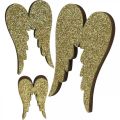 Floristik24 Scattered decoration, angel wings, advent decoration, wings to decorate golden, glitter H7 / 5 / 3cm W4.5 / 3.5 / 2cm 18pcs