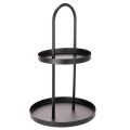 Floristik24 Round Metal Two-Tiered Decorative Tray Black 58cm