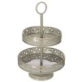 Floristik24 Two-Tier Metal Stand with Star Design and Handle 49cm Mint and Gold