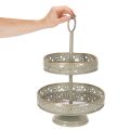 Two-Tier Metal Stand with Star Design and Handle 49cm Mint and Gold | Floristik24.co.uk
