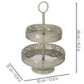 Two-Tier Metal Stand with Star Design and Handle 49cm Mint and Gold | Floristik24.co.uk