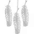 Floristik24 Feathers to hang, Christmas tree decoration, decorative feathers with glitter, wedding white L19cm 12pcs