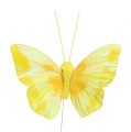 Floristik24 Feather Butterfly 10cm Yellow 12pcs