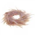 Floristik24 Feather wreath small pink, brown-red Ø10.5cm Easter decoration real feathers