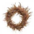 Floristik24 Feather wreath pink, red-brown Ø16cm Real feathers spring decoration