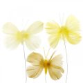 Floristik24 Deco butterflies on wire, spring decoration, spring butterflies in shades of yellow 6pcs