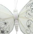 Floristik24 Spring butterfly with rhinestones, glitter white 10,5cm 4pcs