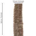 Faux Fur Ribbon for Decoration and Crafting, 15x180cm, Set of 2, Brown | Floristik24.co.uk