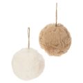 Floristik24 Soft Synthetic Pom-Pom Christmas Ornament Ball 10cm Beige and White for Indoor Use