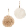 Floristik24 Fluffy Hanging Faux Fur Pom-Poms 7cm White and Beige – Set of 6