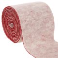 Floristik24 Felt ribbon, 100% wool, two-tone, as pot holder, felt ribbon white/red, 15cm x 5m