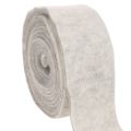 Floristik24 Two-Colour Wool Felt Ribbon, White and Grey, 7.5 cm x 5 m, for Floristry and Decoration