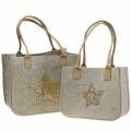 Felt bag with sequin star nature set of 2