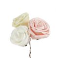 Floristik24 Foam roses mix Ø6cm white, cream, pink mother-of-pearl 24pcs