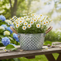 Round zinc bowl with rope handles Ø25cm H14cm | Floristik24.co.uk