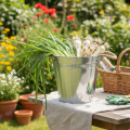 Glossy metal bucket with rope handles, Ø25cm | Floristik24.co.uk