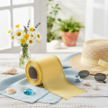 Decorative moiré wreath ribbon in yellow with gold edge, width 100mm, length 25m for floristry and decoration | Floristik24.co.uk