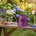 Decorative Watering Can, Purple Metal, Boho Design, Dandelion Design, 12cm High, 2 Pieces | Floristik24.co.uk