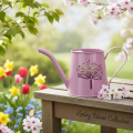 Metal decorative watering can, pink dandelion design, 12cm, 2 pieces | Floristik24.co.uk