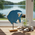 Wooden fish figurine, maritime decoration, handmade table decoration for living room, 22cm | Floristik24.co.uk