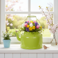 Decorative metal teapot, apple green - flower pot - Ø20cm H15cm - versatile garden decoration and gift idea | Floristik24.co.uk