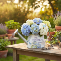Decorative Watering Can Hydrangea Metal Vintage Flowers 30x11x14.5cm | Floristik24.co.uk