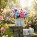 Vintage planter Ø17cm, decorative watering can, metal planter shabby chic | Floristik24.co.uk