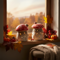 Mushroom House Light House Decorative Figurine Fly Agaric with Chimney 10cm 2pcs | Floristik24.co.uk
