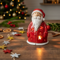 Santa Claus decorative figure as a tealight holder with stars, table decoration, 15cm | Floristik24.co.uk