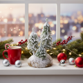 Snow-covered fir trees, artificial winter landscape for Christmas village and table decoration, 29cm | Floristik24.co.uk