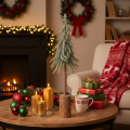 Artificial fir tree, iced finish, with wooden base, winter decoration, 60cm | Floristik24.co.uk