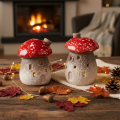 Mushroom House Light House Decorative Figurine Fly Agaric with Chimney 10cm 2pcs | Floristik24.co.uk