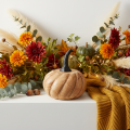 Wooden pumpkin with metal handle natural black Ø12cm H13cm | Floristik24.co.uk