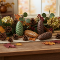 Ceramic Pine Cone Decoration Set – Autumn Table Décor, 14cm, 3pcs | Floristik24.co.uk