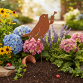 Metal Bird Garden Stake with Rustic Finish, 52cm | Floristik24.co.uk