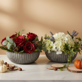 Round Ribbed Bowl Decorative Flower Arrangement Vessel 20cm Set of 2 | Floristik24.co.uk