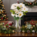 Artificial Christmas Rose Bouquet, 35cm, Set of 6, Pink and White | Floristik24.co.uk
