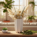 White Ribbed Ceramic Vase 24cm for Dried Flowers | Floristik24.co.uk