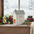 Metal Decorative House with Windows and Chimney 22cm White | Floristik24.co.uk