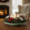 Round Green Metal Pedestal Tray 30cm for Table Arrangements | Floristik24.co.uk