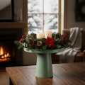 Green Metal Decorative Tray with Round Base 20cm for Indoor Arrangements | Floristik24.co.uk