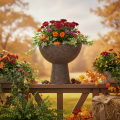Round Metal Plant Bowl with Stand, 25 cm, Brown, Indoor Decorative Planter | Floristik24.co.uk