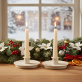 Round Cream-Coloured Metal Candle Holders for Taper Candles 10cm Set of 2 | Floristik24.co.uk