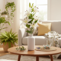 Lily Artificial Flower Branch with 6 White Blooms and Realistic Design, 66cm | Floristik24.co.uk
