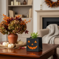 Pumpkin Face Paper Bags for Halloween Decoration, 10.5cm, Black and Orange, Set of 6 | Floristik24.co.uk