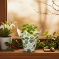 Paper Plant Pot Cover with Clover Design, 12cm, Set of 12 | Floristik24.co.uk