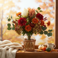Artificial Protea Leucadendron Flower with Long Stem 65cm, Set of 3 in Cream, Yellow, and Orange | Floristik24.co.uk