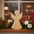 Wooden angel decorative figure made of light natural wood, Christmas decoration, 30cm | Floristik24.co.uk